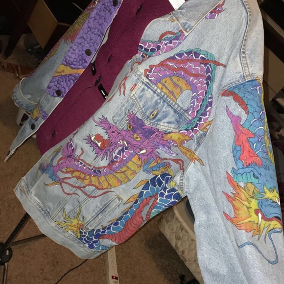 Custom Hand Painted Oversized Denim Jacket - Picture 4 of 7